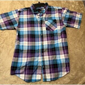 Hurley Mens Short Sleeve Shirt Size X-Large Purple Casual Plaid Button Down